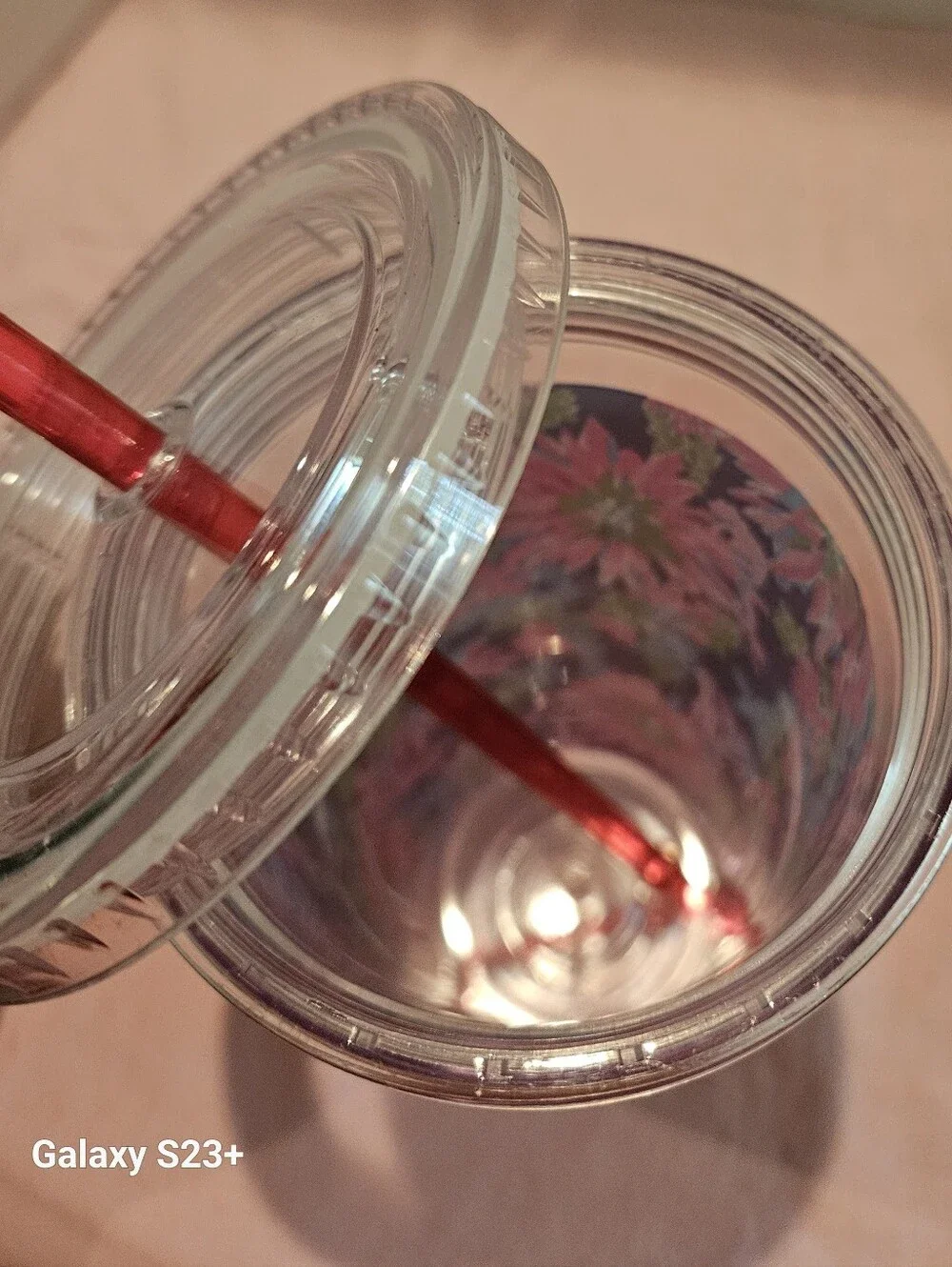 Lilly Pulitzer Navy Floral Tumbler with Pink Straw